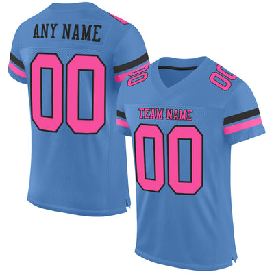 Custom Football Jersey Black Pink-Electric Blue Mesh Authentic Men's Size:L