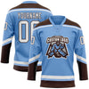 Custom Light Blue White-Brown Hockey Lace Neck Jersey