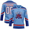 Custom Light Blue White Royal-Red Hockey Lace Neck Jersey