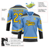 Custom Light Blue Yellow-Black Hockey Lace Neck Jersey