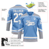 Custom Light Blue White-Gray Hockey Lace Neck Jersey