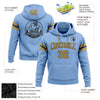 Custom Stitched Light Blue Old Gold-Black Football Pullover Sweatshirt Hoodie