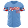 Custom Light Blue White-Red Authentic Baseball Jersey