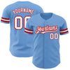 Custom Light Blue White-Red Authentic Baseball Jersey