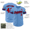 Custom Light Blue Red-Navy Authentic Baseball Jersey