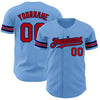 Custom Light Blue Red-Navy Authentic Baseball Jersey