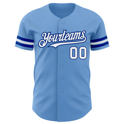 Custom Light Blue White-Royal Authentic Baseball Jersey