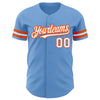 Custom Light Blue White-Orange Authentic Baseball Jersey