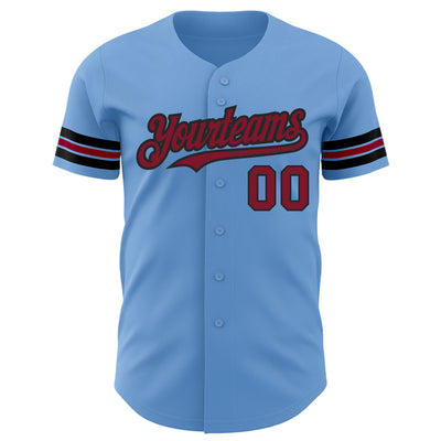 Custom Light Blue Crimson-Black Authentic Baseball Jersey