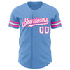 Custom Light Blue White-Pink Authentic Baseball Jersey