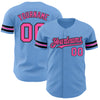 Custom Light Blue Pink-Black Authentic Baseball Jersey