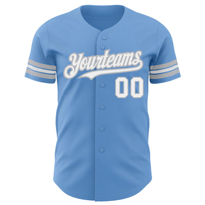 Custom Light Blue White-Gray Authentic Baseball Jersey