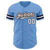 Custom Light Blue White-Brown Authentic Baseball Jersey