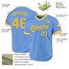 Custom Light Blue Gold-White Authentic Throwback Baseball Jersey