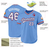 Custom Light Blue Royal-Red Authentic Throwback Baseball Jersey