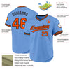 Custom Light Blue Orange-Black Authentic Throwback Baseball Jersey