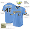 Custom Light Blue Black-Cream Authentic Throwback Baseball Jersey