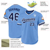 Custom Light Blue Navy-White Authentic Throwback Baseball Jersey