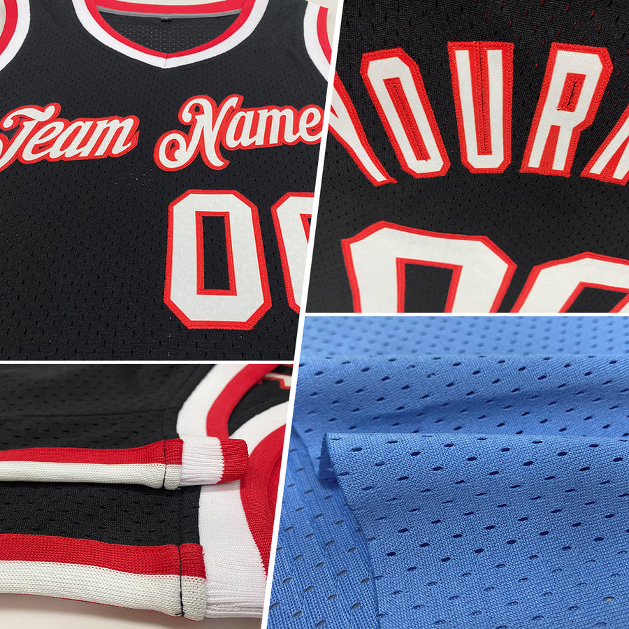 Custom Light Blue Gold-Black Authentic Throwback Basketball Jersey