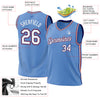 Custom Light Blue Royal-Red Authentic Throwback Basketball Jersey