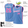 Custom Light Blue Pink-White Authentic Throwback Basketball Jersey