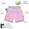 Custom Light Pink Light Blue-White Authentic Throwback Basketball Shorts