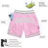 Custom Light Pink Gray-White Authentic Throwback Basketball Shorts