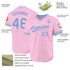 Custom Light Pink Light Blue-White Authentic Throwback Baseball Jersey