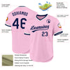 Custom Light Pink Navy-White Authentic Throwback Baseball Jersey