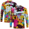 Custom Graffiti Pattern White-Light Blue Bright Psychedelic 3D Long Sleeve Performance T-Shirt