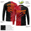 Custom Graffiti Pattern Red-Gold Scratch 3D Long Sleeve Performance T-Shirt