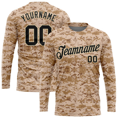 Custom Camo Black-Cream Salute To Service Long Sleeve Performance T-Shirt