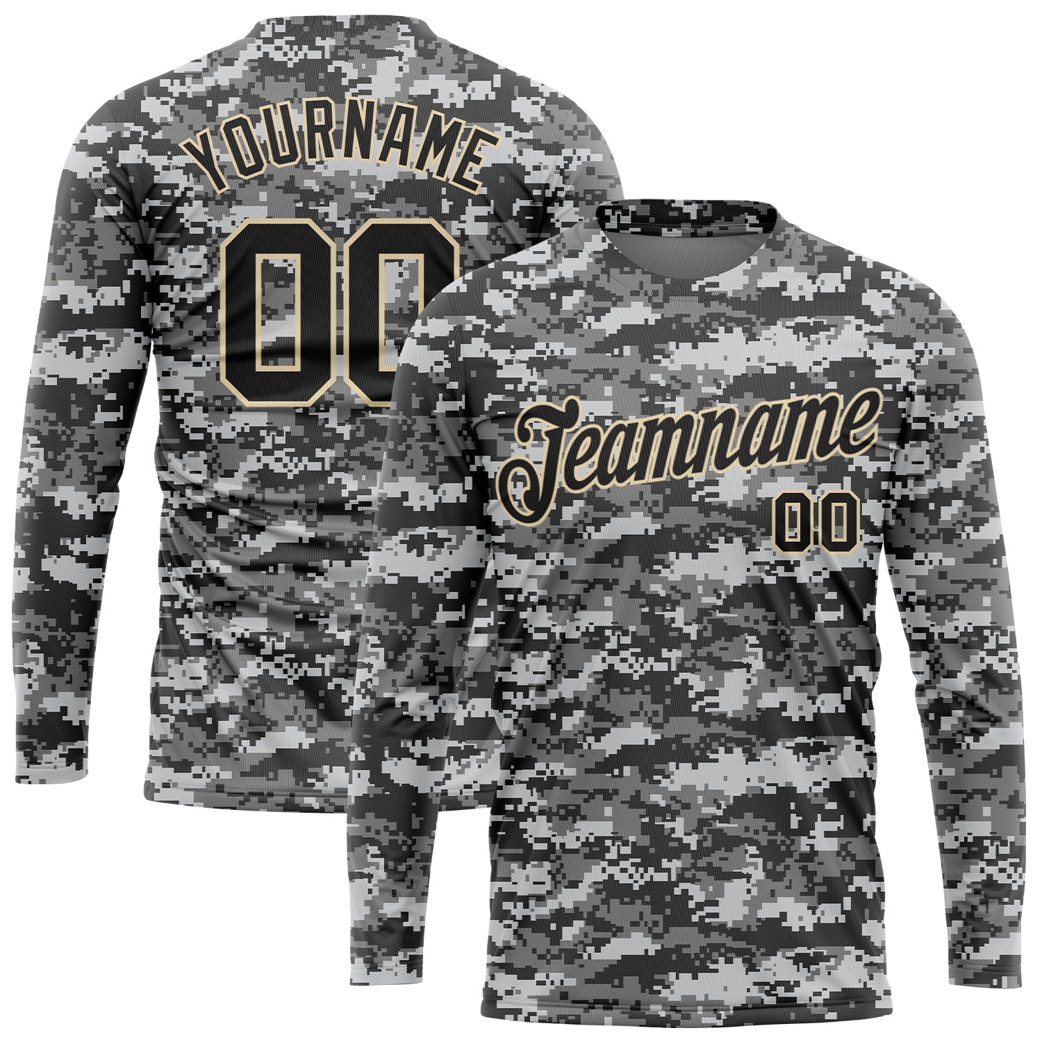 Custom Camo Black-Cream Salute To Service Long Sleeve Performance T-Shirt