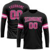 Custom Black Pink-White Long Sleeve Performance T-Shirt