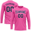 Custom Pink Navy-White Long Sleeve Performance T-Shirt