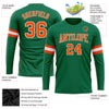 Custom Kelly Green Orange-White Long Sleeve Performance Salute To Service T-Shirt