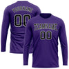 Custom Purple Black-White Long Sleeve Performance T-Shirt