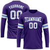 Custom Purple White-Light Blue Long Sleeve Performance T-Shirt