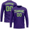 Custom Purple Neon Green-White Long Sleeve Performance T-Shirt