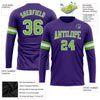 Custom Purple Neon Green-White Long Sleeve Performance T-Shirt