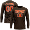 Custom Brown Orange-White Long Sleeve Performance T-Shirt