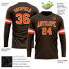 Custom Brown Orange-White Long Sleeve Performance T-Shirt