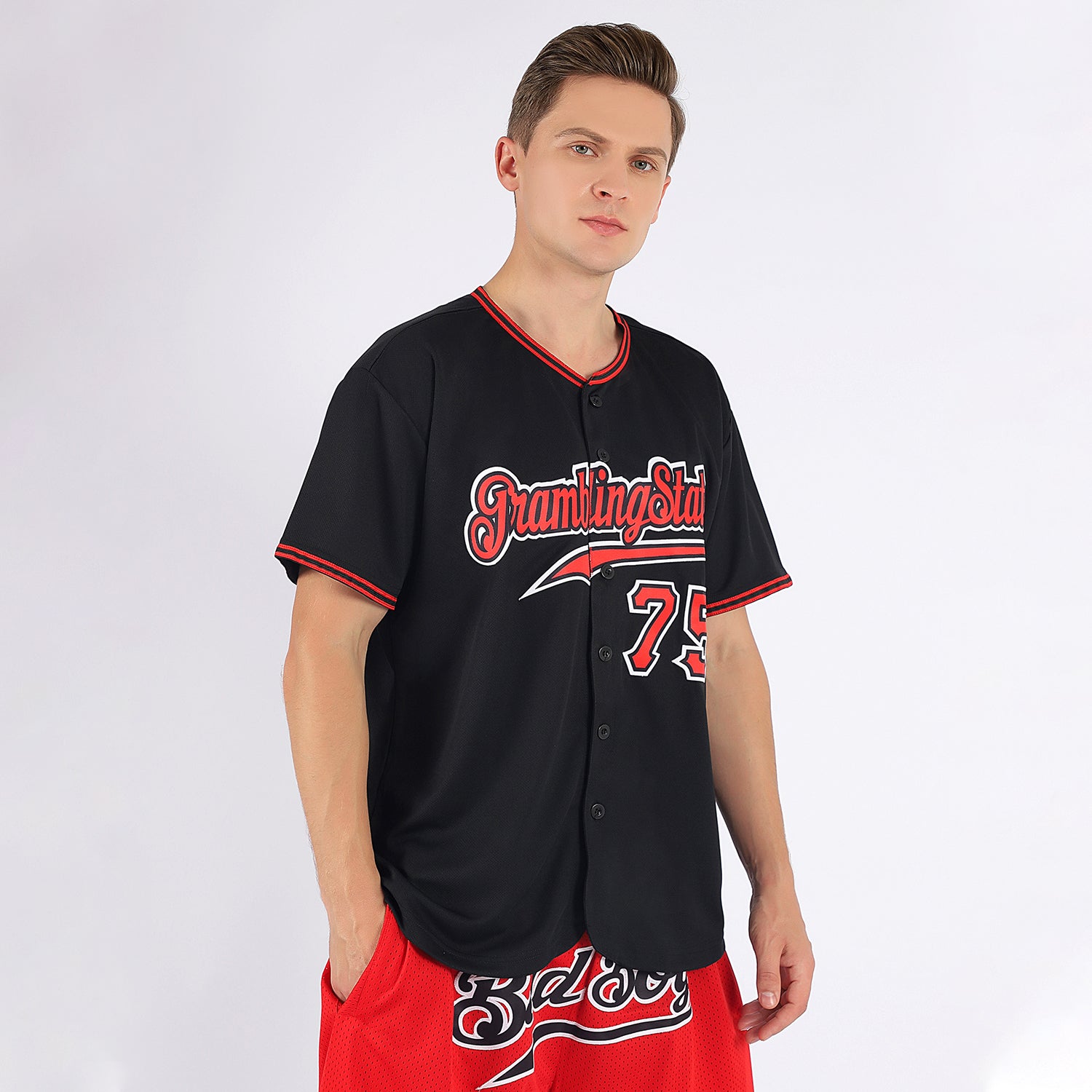 Custom Black Red-White Authentic Baseball Jersey