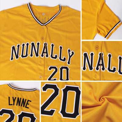 Custom Gold Black-White Baseball Jersey