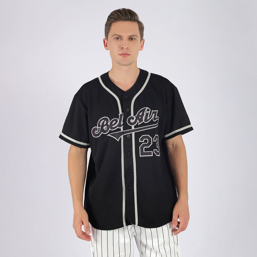 Source baseball jersey black gray striped style faded color men