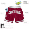 Custom Maroon Gray-White Authentic Throwback Basketball Shorts