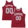 Custom Maroon White Pinstripe Gray Authentic Basketball Jersey