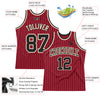 Custom Maroon White Pinstripe Black-Cream Authentic Basketball Jersey