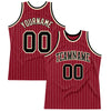 Custom Maroon White Pinstripe Black-Cream Authentic Basketball Jersey