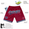 Custom Maroon Navy-White Authentic Throwback Basketball Shorts